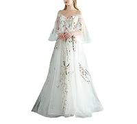 yhfshop Dentelle Robe de Soirée Longue Femme,2021 Nouvelle Robe de Banquet de fête Mince Petite Queue,White-44,Élégante Cocktail Soirée Robe