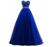 yhfshop Dentelle Robe de Soirée Longue Femme,Robe de soirée Sexy à col Bateau et à col Bateau, Crimson, 30,Royal Blue,34,Robe de Demoiselle d'honneur Soirée Bal