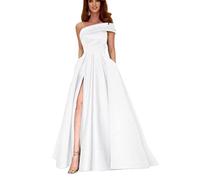 yhfshop Longue Femme Robe de Soirée de Demoiselle,Robes de soirée pour Femmes avec Fente,White,US12,Robe de Soirée Longue Cérémonie