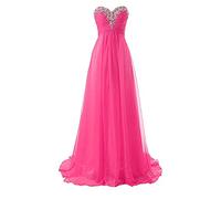 yhfshop Robe de Bal Robes de Demoiselle d'honneur Longue en Mousseline de Soie Une Ligne Robes de soirée Robes de soirée Formelles Robe de Bal-Rose Red_40