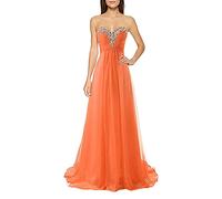 yhfshop Robe de Bal Robes de Demoiselle d'honneur Longue en Mousseline de Soie Une Ligne Robes de soirée Robes de soirée Formelles Robe de Bal-Orange A_32