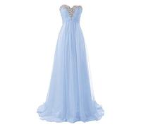 yhfshop Robe de Bal Robes de Demoiselle d'honneur Longue en Mousseline de Soie Une Ligne Robes de soirée Robes de soirée Formelles Robe de Bal-Bleu Clair A_50