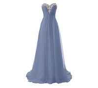 yhfshop Robe de Bal Robes de Demoiselle d'honneur Longue en Mousseline de Soie Une Ligne Robes de soirée Robes de soirée Formelles Robe de Bal-Gris Blue_46
