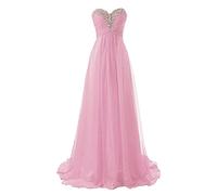 yhfshop Robe de Bal Robes de Demoiselle d'honneur Longue en Mousseline de Soie Une Ligne Robes de soirée Robes de soirée Formelles Robe de Bal-Pink_36