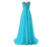 yhfshop Robe de Bal Robes de Demoiselle d'honneur Longue en Mousseline de Soie Une Ligne Robes de soirée Robes de soirée Formelles Robe de Bal-Ocean Blue_44