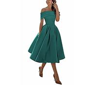 yhfshop Robe de Soirée de Demoiselle d'honneur,Jupe Trois-Quarts en Satin Coupe trapèze,Blue Green H,US10,Robe Demoiselle d'honneur Femme