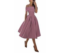 yhfshop Robe de Soirée Demoiselle d'honneur,Jupe Trois-Quarts en Satin Coupe trapèze,Nude Pink B,US6,Demoiselle d'honneur Robe de Soirée