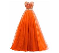 yhfshop Robe de Soirée Femme Longue Tulle,Robe de soirée Sexy à col Bateau et à col Bateau, Crimson, 30,Orange,54,Robes de Soirée Femme Grande Taille
