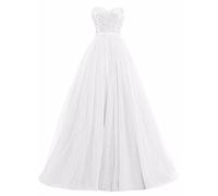 Yhfshop Robe de Soirée Longue en Dentelle, Sexy à Col Bateau, Crimson, Blanc, Taille 30/46, pour Demoiselle