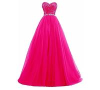 Yhfshop Robe de Soirée Longue Femme Sexy à Col Bateau, Dentelle, Crimson, Rose Red, Taille 30/48, Demoiselle d'Honneur