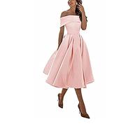 yhfshop Robe de Soirée pour Mariage Demoiselle,Jupe Trois-Quarts en Satin Coupe trapèze,Pink A,US4,Elégante Robe de Soirée Cérémonie