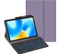 YHFZR Clavier étui pour Blackview Mega 3 Tablet 12,1 Pouce, 7 Couleurs Rétro-éclairé QWERTY Slim Détachable PU Housse Clavier sans Fil Coque, Violet