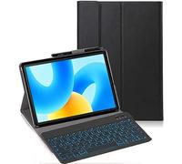 YHFZR Clavier étui pour Blackview Mega 3 Tablet 12,1 Pouce, 7 Couleurs Rétro-éclairé QWERTY Slim Détachable PU Housse Clavier sans Fil Coque, Noir