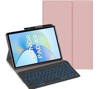 YHFZR Clavier étui pour Honor Pad X9 11,5 Pouce, [AZERTY] 7 Couleurs Rétro-éclairé Slim Détachable PU Housse Clavier sans Fil Coque pour Honor Pad X9 11,5 Pouce, Rose