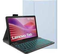 YHFZR Clavier étui pour Lenovo Tab 10,1 Pouce 2025 TB-311FU, 7 Couleurs Rétro-éclairé QWERTY Slim Détachable PU Housse Clavier sans Fil Coque pour Lenovo Tab 10,1 Pouce 2025 TB-311FU, Bleu