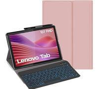 YHFZR Clavier étui pour Lenovo Tab 10,1 Pouce 2025 TB-311FU, 7 Couleurs Rétro-éclairé QWERTY Slim Détachable PU Housse Clavier sans Fil Coque pour Lenovo Tab 10,1 Pouce 2025 TB-311FU, Rose