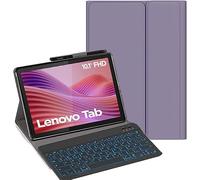 YHFZR Clavier étui pour Lenovo Tab 10,1 Pouce 2025 TB-311FU, [AZERTY] 7 Couleurs Rétro-éclairé Slim Détachable PU Housse Clavier sans Fil Coque pour Lenovo Tab 10,1 Pouce 2025 TB-311FU, Violet