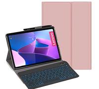 YHFZR Clavier étui pour Lenovo Tab M10 Plus 3rd Gen, 7 Couleurs Rétro-éclairé QWERTY Slim Détachable PU Housse Clavier Fil Coque pour Lenovo Tab M10 Plus 3rd Gen 10,6'' TB-125FU/128FU, Rose