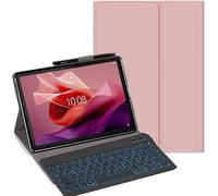 YHFZR Clavier étui pour Lenovo Tab One/Tab K9 8,7 Pouce, [AZERTY] 7 Couleurs Rétro-éclairé Slim Détachable PU Housse Clavier sans Fil Coque pour Lenovo Tab One/Tab K9 8,7 Pouce, Rose