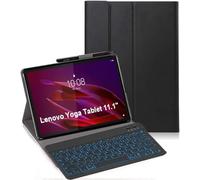 YHFZR Clavier étui pour Lenovo Yoga Tab 11,1 Pouce Tablet 2025, 7 Couleurs Rétro-éclairé QWERTY Slim Détachable PU Housse Clavier sans Fil Coque, Noir