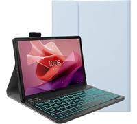 YHFZR Clavier étui pour OnePlus Pad Go 2 Tablet 12,1 Pouce, 7 Couleurs Rétro-éclairé QWERTY Slim Détachable PU Housse Clavier sans Fil Coque, Bleu