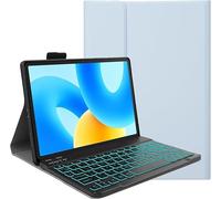 YHFZR Clavier étui pour Samsung Galaxy Tab Active 5/Tab Active3 8 Pouce SM-X300/X306B/T570/T575, [AZERTY] 7 Couleurs Rétro-éclairé Slim Détachable PU Housse Clavier sans Fil Coque, Bleu