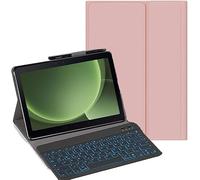 YHFZR Clavier étui pour Samsung Galaxy Tab Active Pro 10,1'' T540/T545, [AZERTY] 7 Couleurs Rétro-éclairé Slim Détachable PU Housse Clavier sans Fil Coque, Rose