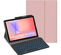 YHFZR Clavier étui pour Samsung Galaxy Tab S10 Lite 10,9'' SM-X400/X406, [AZERTY] 7 Couleurs Rétro-éclairé Slim Détachable PU Housse Clavier sans Fil Coque, Rose