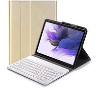 YHFZR Clavier étui pour Samsung Galaxy Tab S7 FE, QWERTY Slim PU Housse Détachable Wireless Clavier Keyboard sans Fil Coque pour Samsung Galaxy Tab S7 FE T730/T736B 12.4", Or