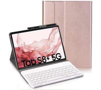 YHFZR Clavier étui pour Samsung Galaxy Tab S8+, QWERTY Slim PU Housse Détachable Wireless Clavier Keyboard sans Fil Coque pour Samsung Galaxy Tab S8+ X800/X806 12.4" 2022, Rose Or