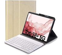 YHFZR Clavier étui pour Samsung Galaxy Tab S8+, QWERTY Slim PU Housse Détachable Wireless Clavier Keyboard sans Fil Coque pour Samsung Galaxy Tab S8+ X800/X806 12.4" 2022, Or