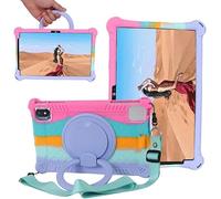 YHFZR Coque pour DOOGEE U9/U10/U10 Pro Tablet, Support Rotatif Stand Silicone Antichoc Léger Housse de Protection pour DOOGEE U9/U10/U10 Pro Tablet 10,1 Pouce, Rosa