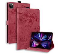 YHFZR Coque pour iPad Pro 11 Pouce M5/M4 (2025/2024) - Ultra Slim PU Cuir Coque Case avec Stand Étui Housse, Rouge