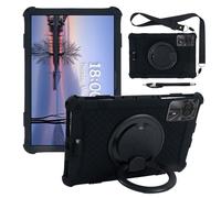 YHFZR Coque pour TABWEE T50/TECLAST P50T, KINGRID T90/W90, DOOGEE Tab A9+/A9+ Pro Tablet 11 Pouce, Support Rotatif Stand Silicone Antichoc Léger Housse de Protection, Noir