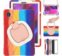 YHFZR Étui Antichoc pour Lenovo Tab K10 TB-X6C6, 360 Rotation 3 Couches Hybride Résistant aux Chocs avec Support Fonction et Bandoulière pour Lenovo Tab K10 TB-X6C6 10,3 Pouce, Rouge