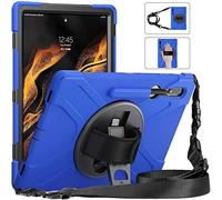 YHFZR Étui Antichoc pour Samsung Galaxy Tab S8 Ultra, Rotation 3 Couches Hybride Résistant aux Chocs avec Support Fonction et Bandoulière pour Samsung Galaxy Tab S8 Ultra 14,6'' X900/X906, Bleu