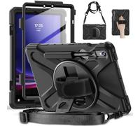 YHFZR Étui Antichoc Rotation 3 Couches Hybride Chocs avec Support et Bandoulière pour Samsung Galaxy Tab S9 FE/ S9 / S8 / S7 Case (SM-X510/X710/X716/X718/X700/T870), Noir