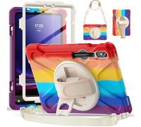 YHFZR Étui Antichoc Rotation 3 Couches Hybride Chocs avec Support et Bandoulière pour Samsung Galaxy Tab S9 FE/ S9 / S8 / S7 Case (SM-X510/X710/X716/X718/X700/T870), Colorée