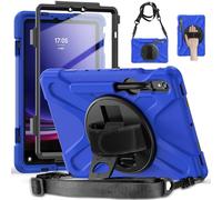 YHFZR Étui Antichoc Rotation 3 Couches Hybride Chocs avec Support et Bandoulière pour Samsung Galaxy Tab S9 FE/ S9 / S8 / S7 Case (SM-X510/X710/X716/X718/X700/T870), Bleu