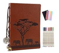 YHH Album Photo Scrapbooking Pages Noires, Livre d'or Mariage Voyage Vintage, Adhesif Scrapbook Cuir, Album Souvenir Anniversaire Naissance Noël, Compatible avec 10x15 11x15 Instax Mini Éléphant