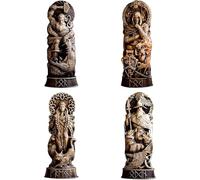 YHHIRCH Lot de 4 statues de dieu nordique en résine - Panthéons scandinaves - Figurine de dieux nordiques - Mythologie viking - Pour maison, armoire à vin, étagère, bibliothèque