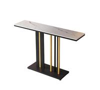 YHHLWXMDZ Console Dentrée Étroite Moderne, Plateau en Pierre, Cadre Fer Forgé Robuste avec Accents Dorés, Table de Canapé Résistante aux Rayures pour Couloir(White,120cm/47.2in)