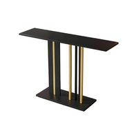 YHHLWXMDZ Console Dentrée Étroite Moderne, Plateau en Pierre, Cadre Fer Forgé Robuste avec Accents Dorés, Table de Canapé Résistante aux Rayures pour Couloir(Black,80cm/31.4in)