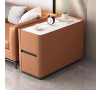 YHHLWXMDZ Table de Chevet Étroite 80cm, Table d'Appoint Cuir PU avec Tiroir, Coulisses Silencieuses, Rangement Moderne pour Chambre, Salon et Bureau(Orange,80x40x55cm)