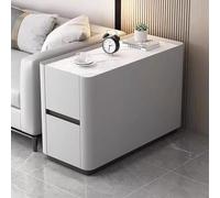 YHHLWXMDZ Table de Chevet Étroite 80cm, Table d'Appoint Cuir PU avec Tiroir, Coulisses Silencieuses, Rangement Moderne pour Chambre, Salon et Bureau(Gray1,80x40x55cm)
