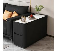 YHHLWXMDZ Table de Chevet Étroite 80cm, Table d'Appoint Cuir PU avec Tiroir, Coulisses Silencieuses, Rangement Moderne pour Chambre, Salon et Bureau(Black,80x40x55cm)