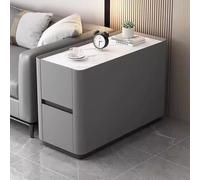 YHHLWXMDZ Table de Chevet Étroite 80cm, Table d'Appoint Cuir PU avec Tiroir, Coulisses Silencieuses, Rangement Moderne pour Chambre, Salon et Bureau(Gray,80x40x55cm)