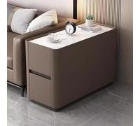 YHHLWXMDZ Table de Chevet Étroite 80cm, Table d'Appoint Cuir PU avec Tiroir, Coulisses Silencieuses, Rangement Moderne pour Chambre, Salon et Bureau(Brown,80x40x55cm)