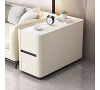 YHHLWXMDZ Table de Chevet Étroite 80cm, Table d'Appoint Cuir PU avec Tiroir, Coulisses Silencieuses, Rangement Moderne pour Chambre, Salon et Bureau(White,80x40x55cm)