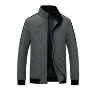 YHJKOPO Veste Homme Business Couleur Unie Transition Veste Simplicité Casual Veste Homme Zippée Veste Homme Basique Automne Hiver Homme Col Montant Veste Homme B-Khaki M